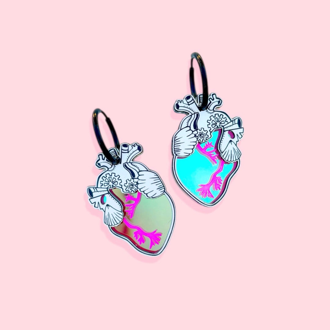 Corazones iridiscentes con rosa - Annie's Fingers